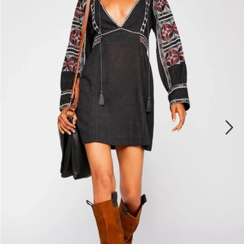 Free People Black and Red Plunge Sundress